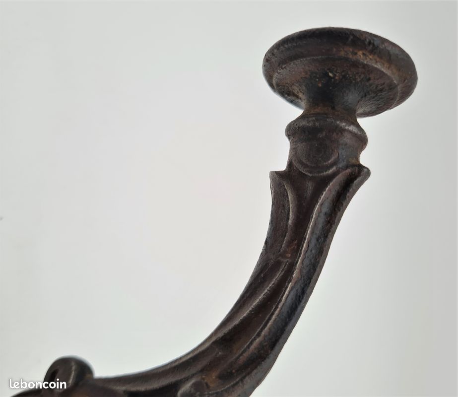 Patère ancienne, porte manteau double en fonte d'acier - déco vintage - L07 (image 7)