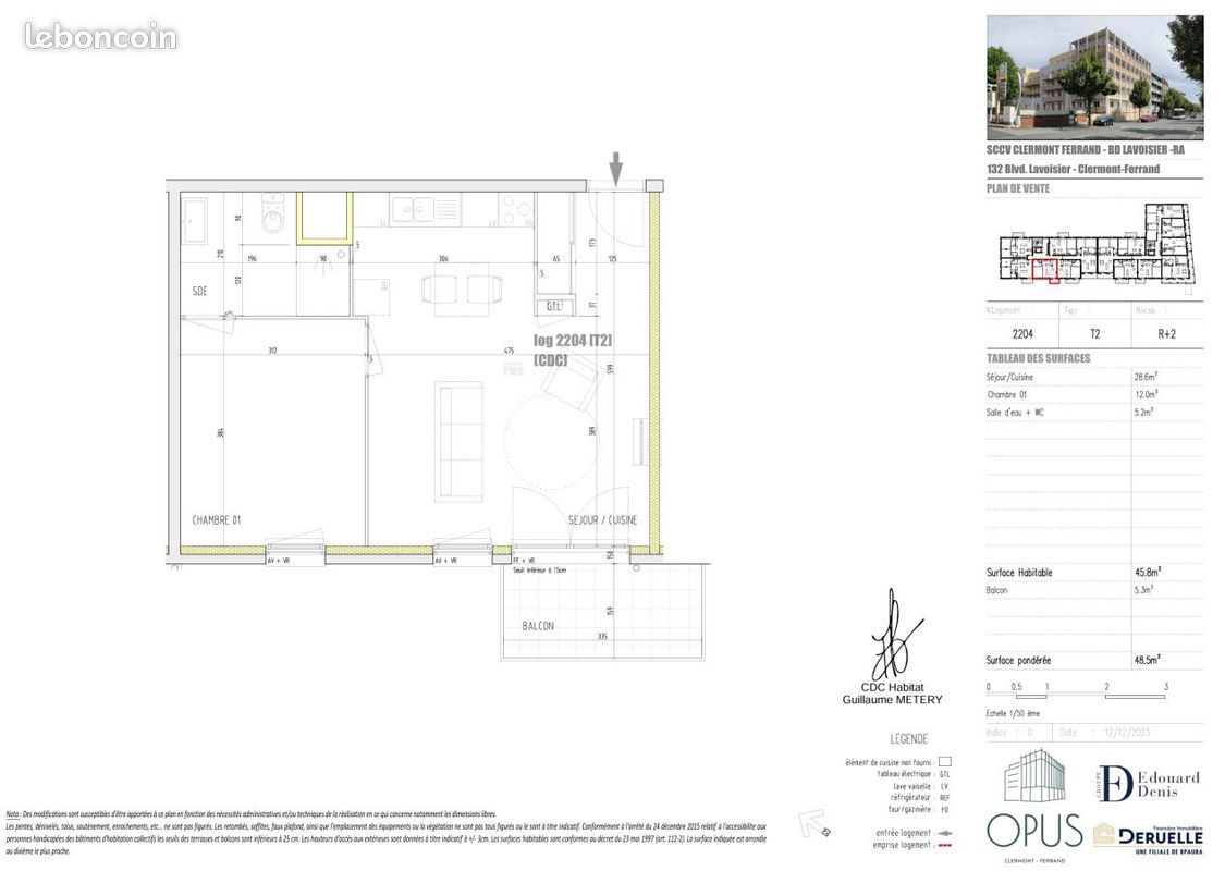 Appartement 2 pièces 46 m² · à Clermont-Ferrand · 46 m² · 627 €