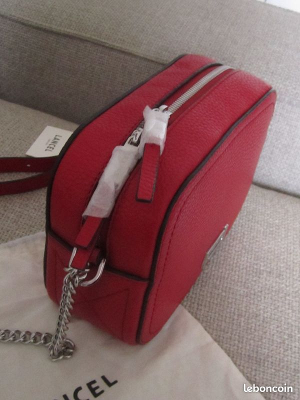 Sac camera Lancel rouge cuir (image 6)