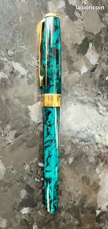 Stylo Plume Parker Sonnet - Laque Vert Orage, Plume En Or 18 Carats Large, Occasion