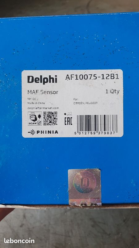Delphi Af10505-12b1 1 Delphi Technologies AF10075-12B1 DEBITMETRE D'AIR COMPLET Débitmètre D'air