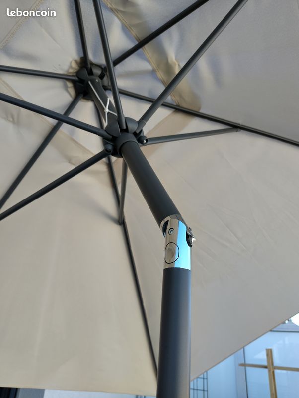 Parasol rectangle beige hestia avec pied (image 6)