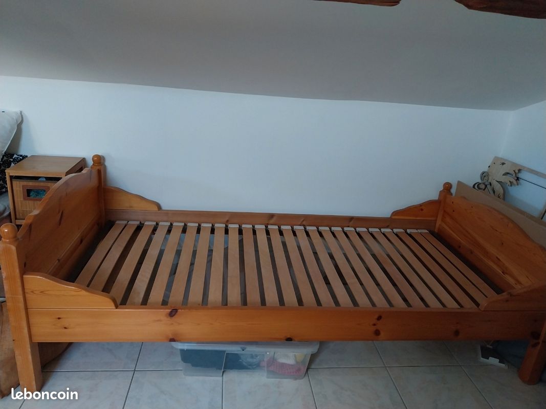 Lit 1 place en bois (image 7)