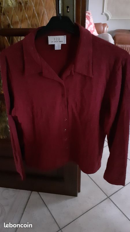 Chemise manches longues femme bordeaux Taille42/44 marque 123