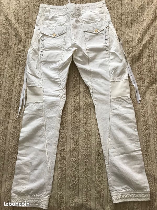Pantalon Cargo Large En Soie Girbaud Gris/marron - Taille 35/42, Vintage, Occasion Excellent état
