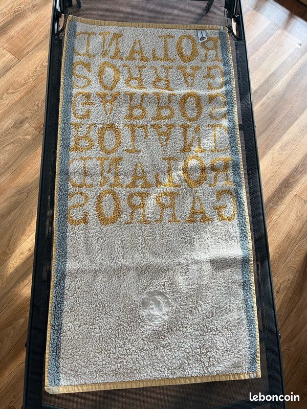 Serviette De Bain Vintage Roland-Garros Paris - Champagne Lanson - Tennis - État Général Correct
