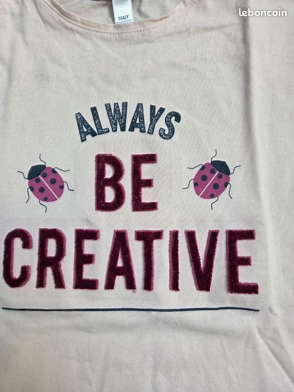 T-shirt rose pâle 10 ans (image 2)