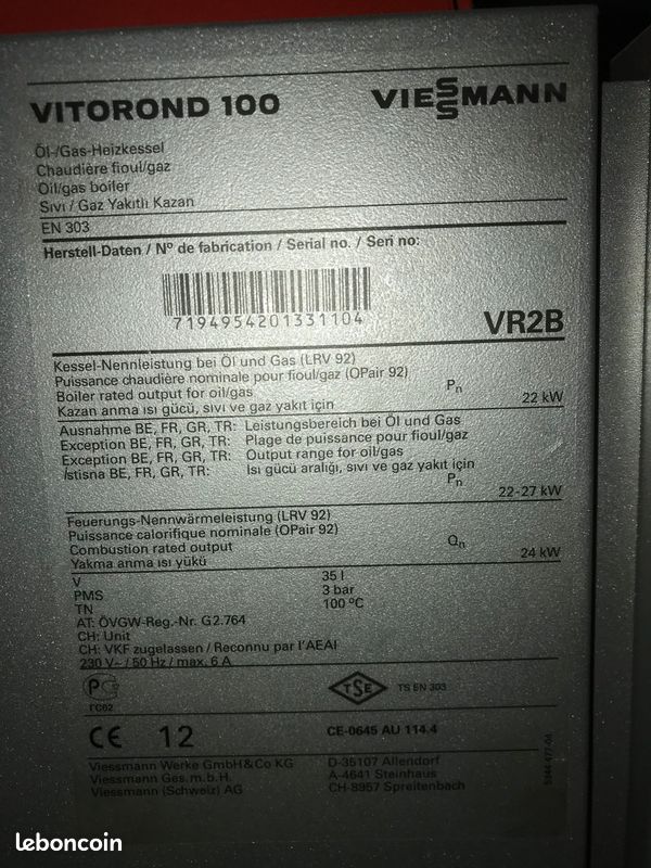 Vend une chaudière a fioul viessman (image 1)