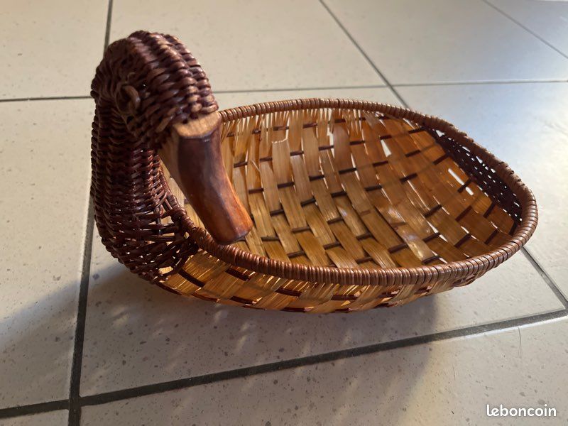 Corbeille Vintage En Osier – Forme Canard/poule, Panier à œufs Déco