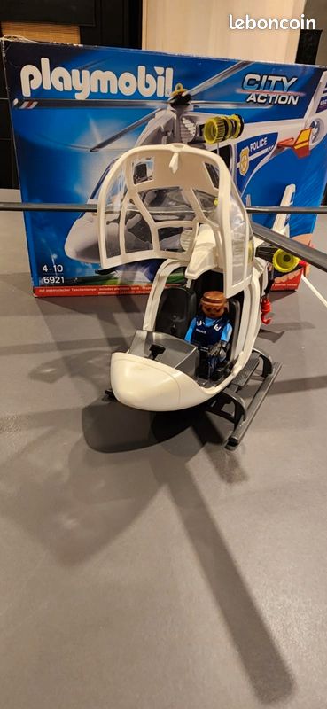 Playmobil 6921 - hélicoptere de police avec projecteur avec boîte (image 2)