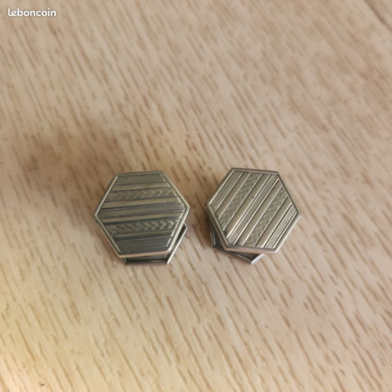 Lot De 3 Paires De Boutons De Manchette + épingle Cravate - Plaqué Or - Occasion