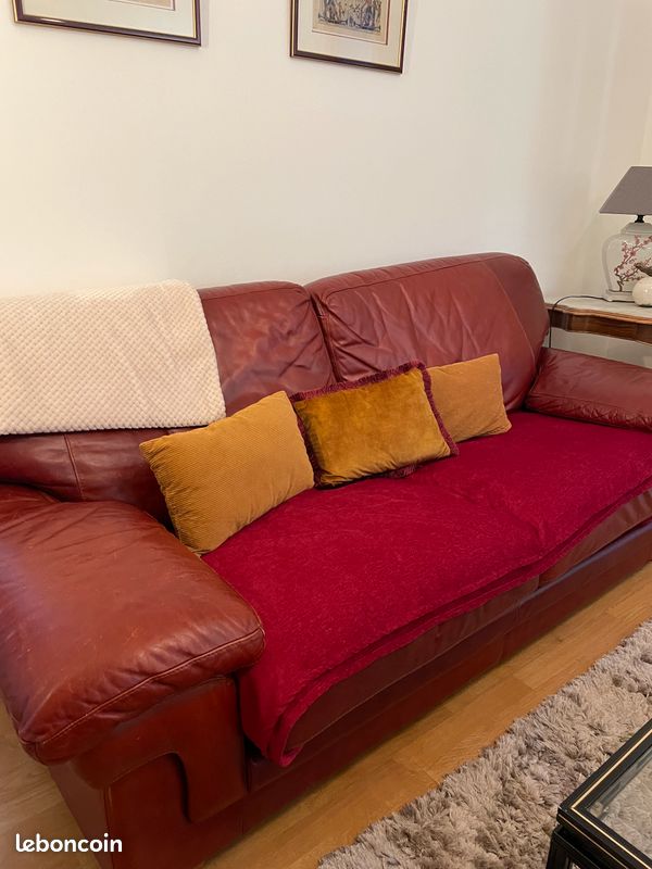 Vends canapé en cuir (image 1)