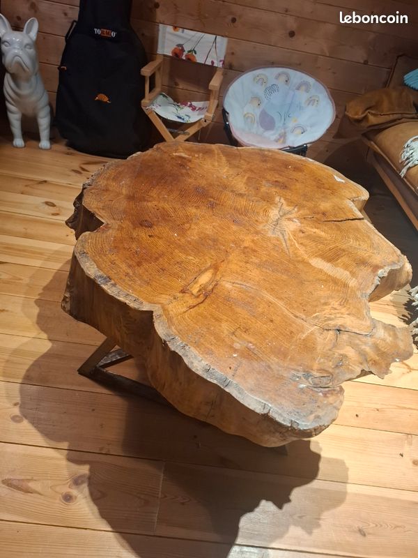 Table basse bois massif et pied acier (image 1)