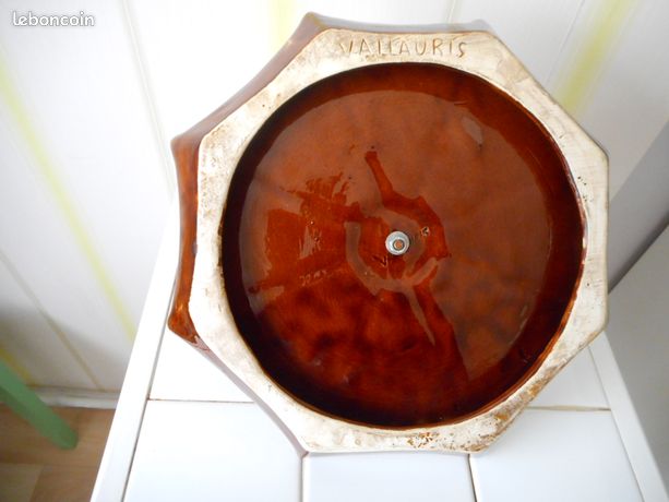Ancien Plateau à Fromage ou autre Céramique Vallauris M78 Décors Liqueur Fruit