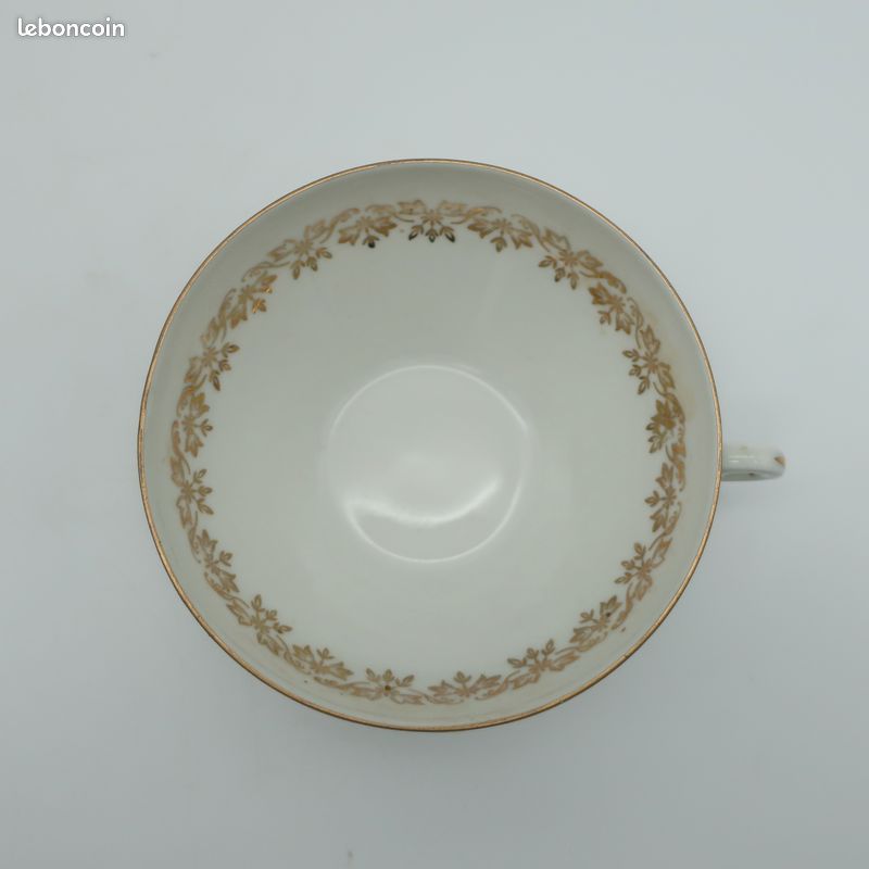 Tasse et sous-tasse ancienne porcelaine française décor faisans doré (image 4)