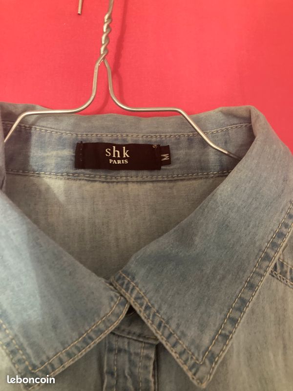Veste coton style Jean, bleue ciel pour femme Manches longues (image 4)