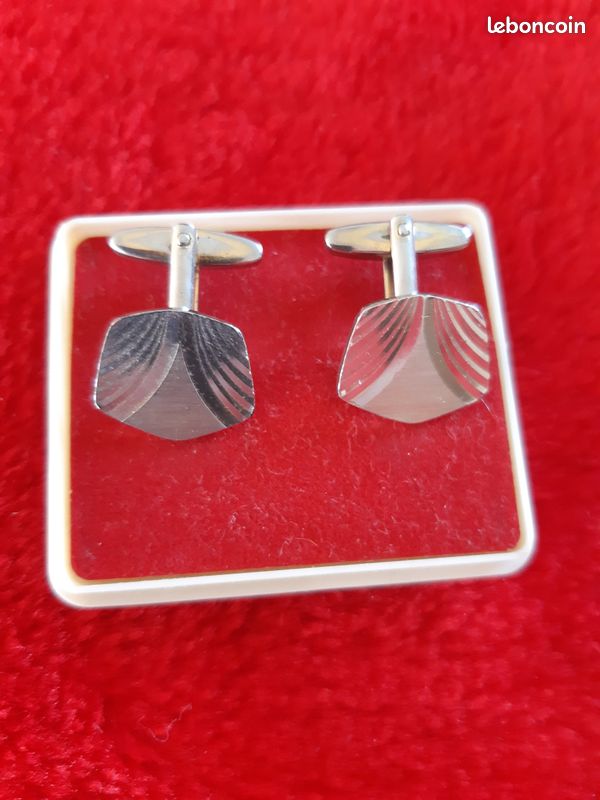 Boutons De Manchette Vintage Swank Années 60 - Or, Argent Et Damas, Neufs Sans Emballage