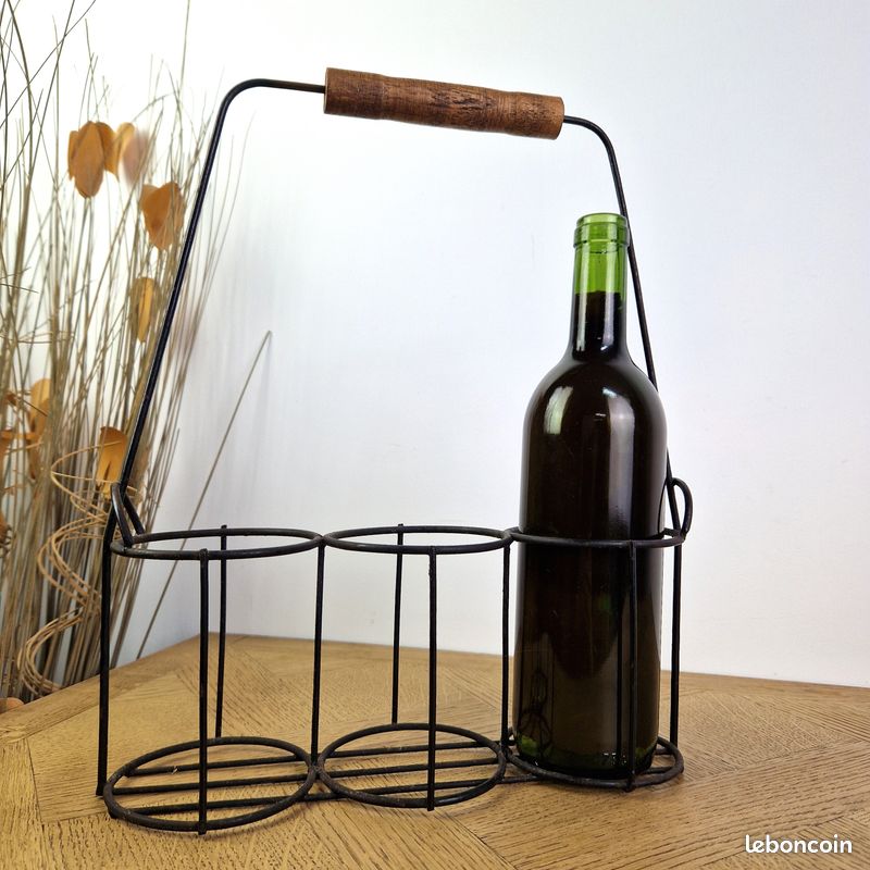 Casier à Bouteilles Vintage Années 60 - Métal Rouge Orangé - Art Déco Industriel
