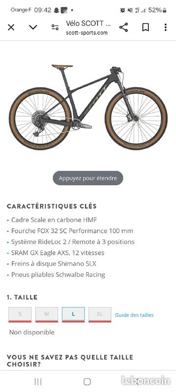 Scott Gambler Guide Taille Vtt Scott De Cadre Vtt Taille S En Velo