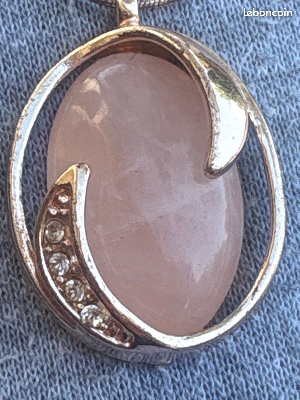Collier vintage pierre cardin années 70 énorme quartz rose (image 1)