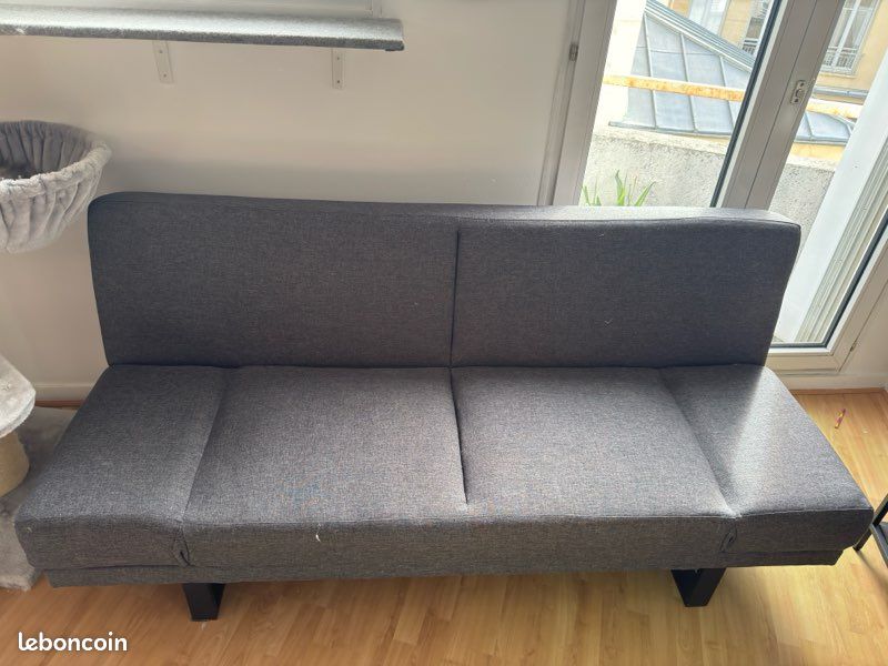 Canapé droit 2 places tissu gris foncé lorem