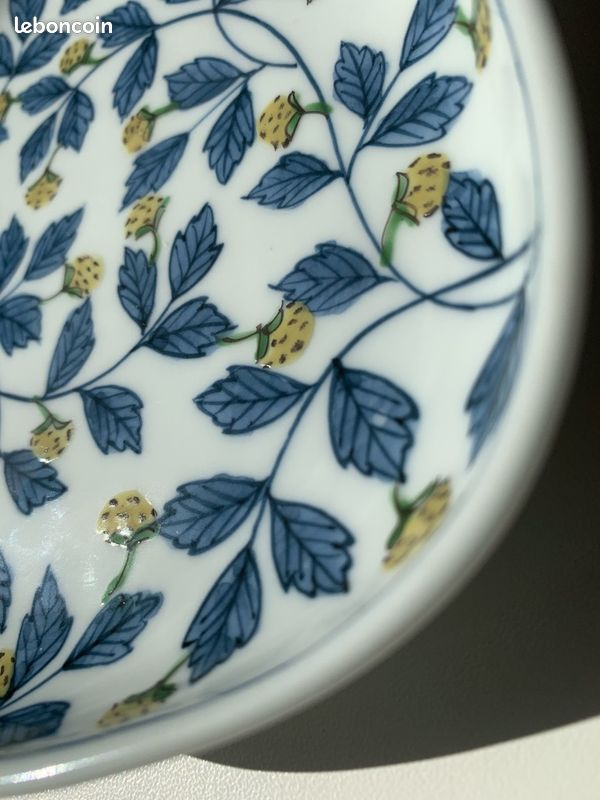 Lot de 5 assiettes japonaises rectangulaires en porcelaine à motif végétal de fraises de bois (image 7)