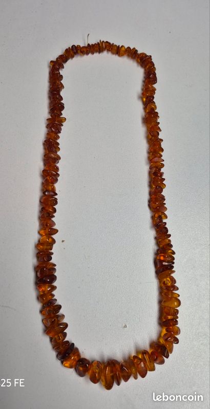 Collier Pendentif Vintage En Ambre - Chaîne N441, Occasion