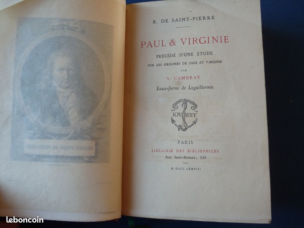 Livre ancien 1878 Paul et Virginie de B de Saint Pierre (image 2)