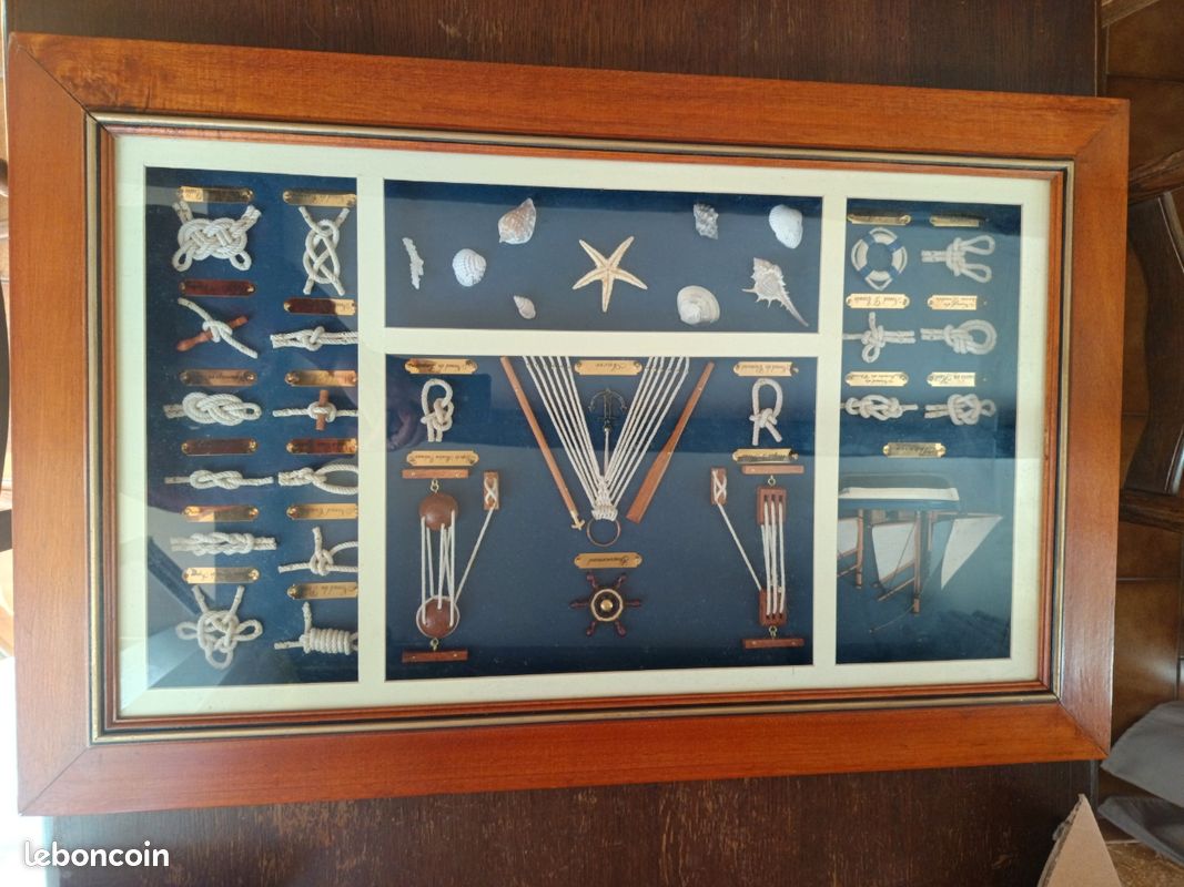 Tableau avec nœuds et outils marins encadrement en bois longueur 85 cm, hauteur 55 cm, épaisseur 3,5 cm (image 13)