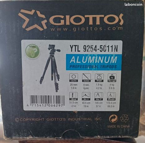 Pieds De Trépied Giottos YTL 9254 – Jambes Pro Aluminium Pour Appareil Photo, Occaz Fonctionnelle