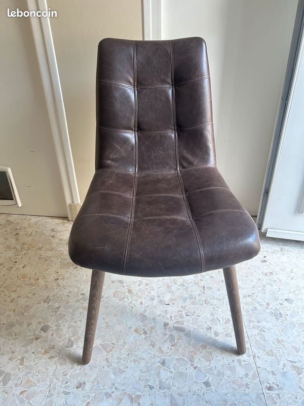 4 chaises en cuir et bois (image 3)