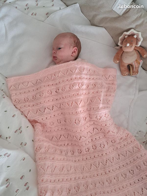 Couverture Bébé Mérinos Rose 75 X 125 Cm