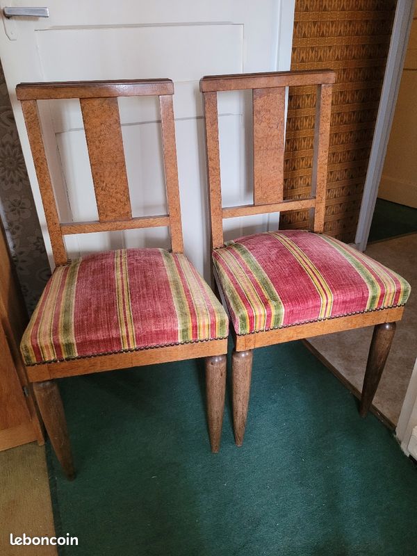 2 chaises loupe de noyer et tissu. FAIRE OFFRE (image 1)