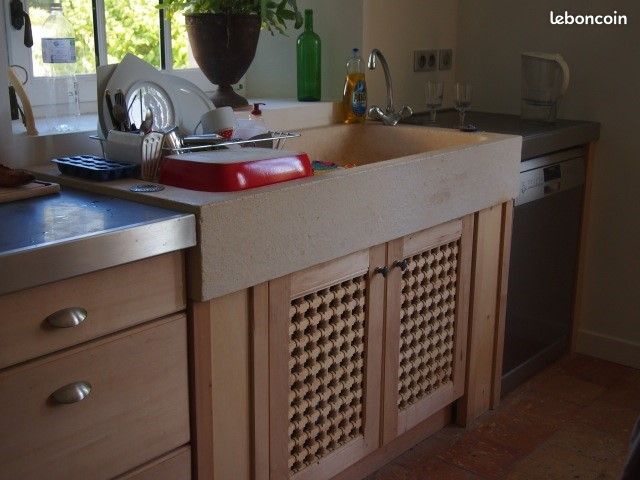 Façade de placard ou de meuble bas en bois, avec 2 portes en moucharabieh / artisanat marocain (image 3)