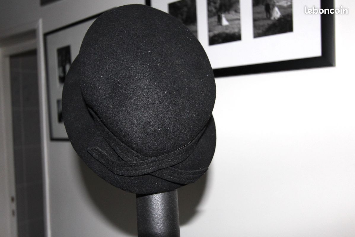 Vintage années 50 chapeau feutre noir (image 9)