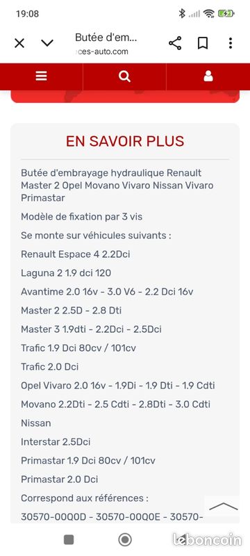 Butée embrayage hydraulique 3 fixation pour nissan .Renault etc..référence [URL masquée pour votre sécurité] neuve (image 3)