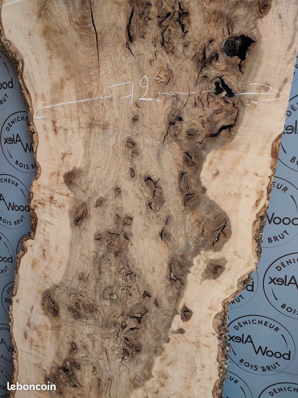Plateau planche bois brut loupe de frêne olivier (image 3)