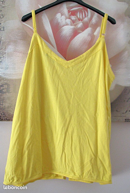 Débardeur jaune à bretelles taille L 