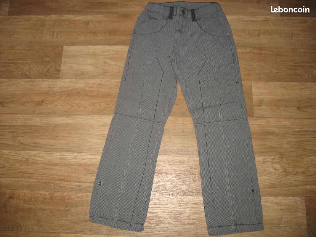 PANTALON DROIT GRIS RAYÉ NOIR GARÇON 