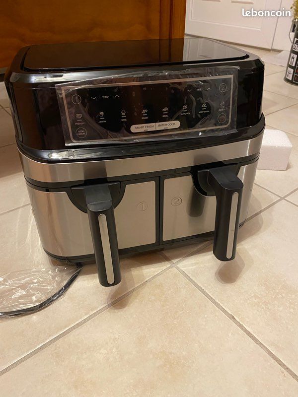 9L Dual Zone Air Fryer Avec Fenêtre De Visualisation, Friteuse Sans Huile Avec 2 Tiroir, 9-in-1 Programmes De Cuisson, Écran Tactile, Fonction Rendez-vous, Faible En Grasses, Va Au Lave-vaisselle