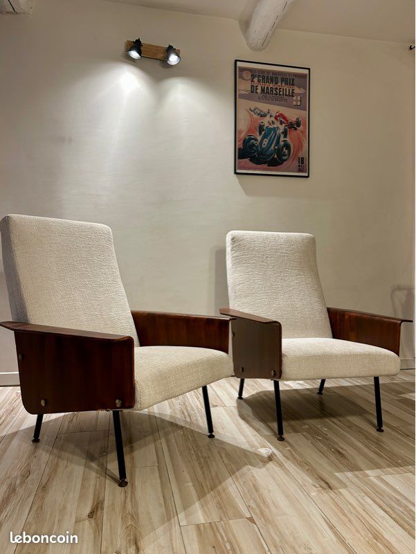 Paire fauteuils Airborne Pierre Guariche G10 bis (image 1)