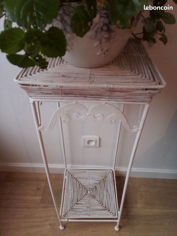 Sellette Structure Métal Blanc et Bambou Motifs Arabesques (image 7)