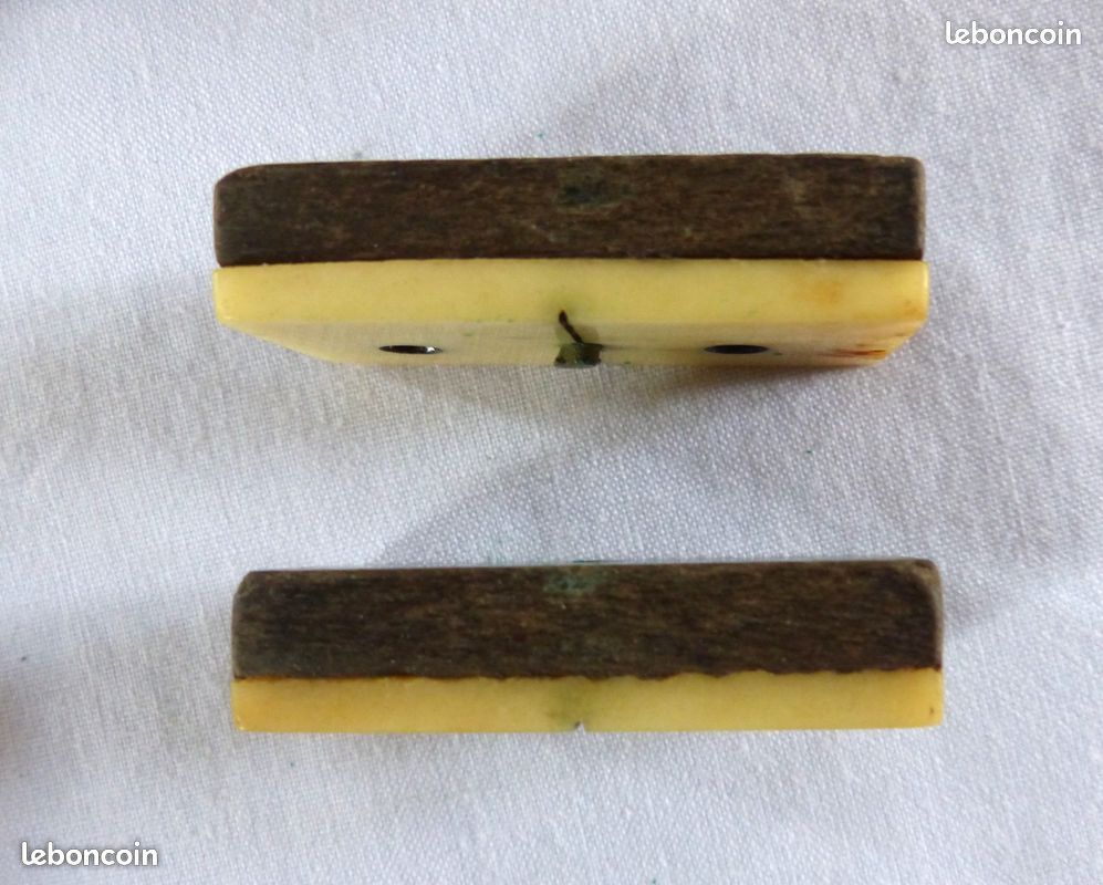 Ancien Jeu De Dominos Complet En Os Et Bois, 28 Pièces (4x1.9cm), Dans Sa Boîte D'origine - Occasion