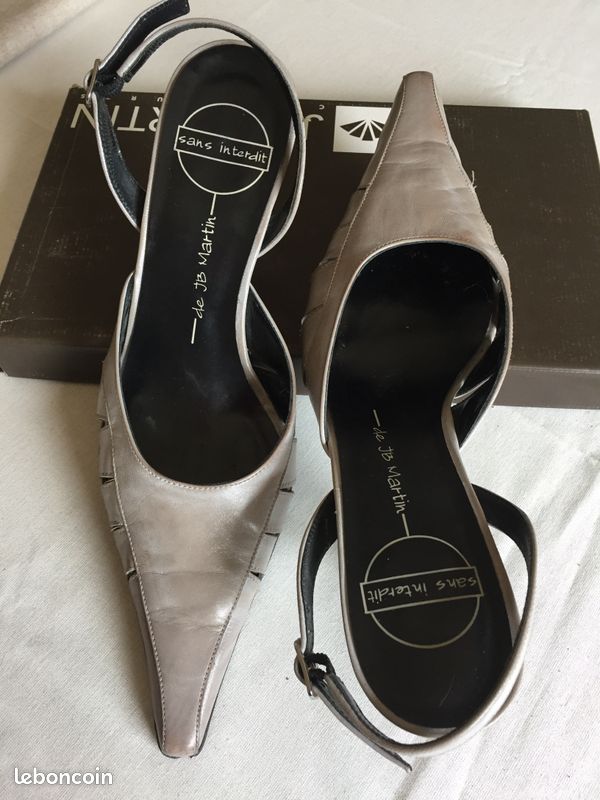 Escarpins cuir gris taille 38 1/2 (image 1)