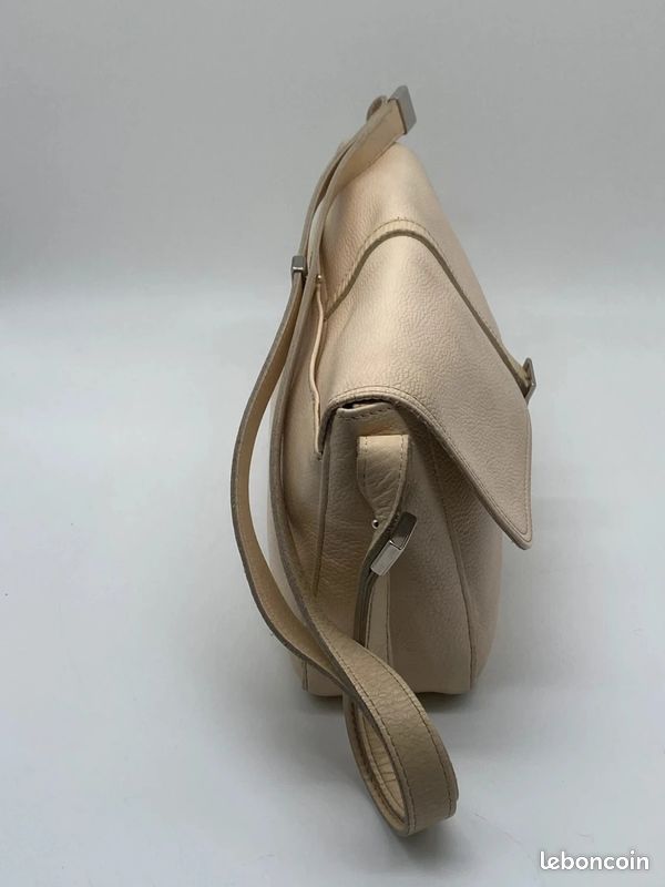 👜 Sac bandoulière Longchamp Paris en cuir beige – Made in France (image 4)