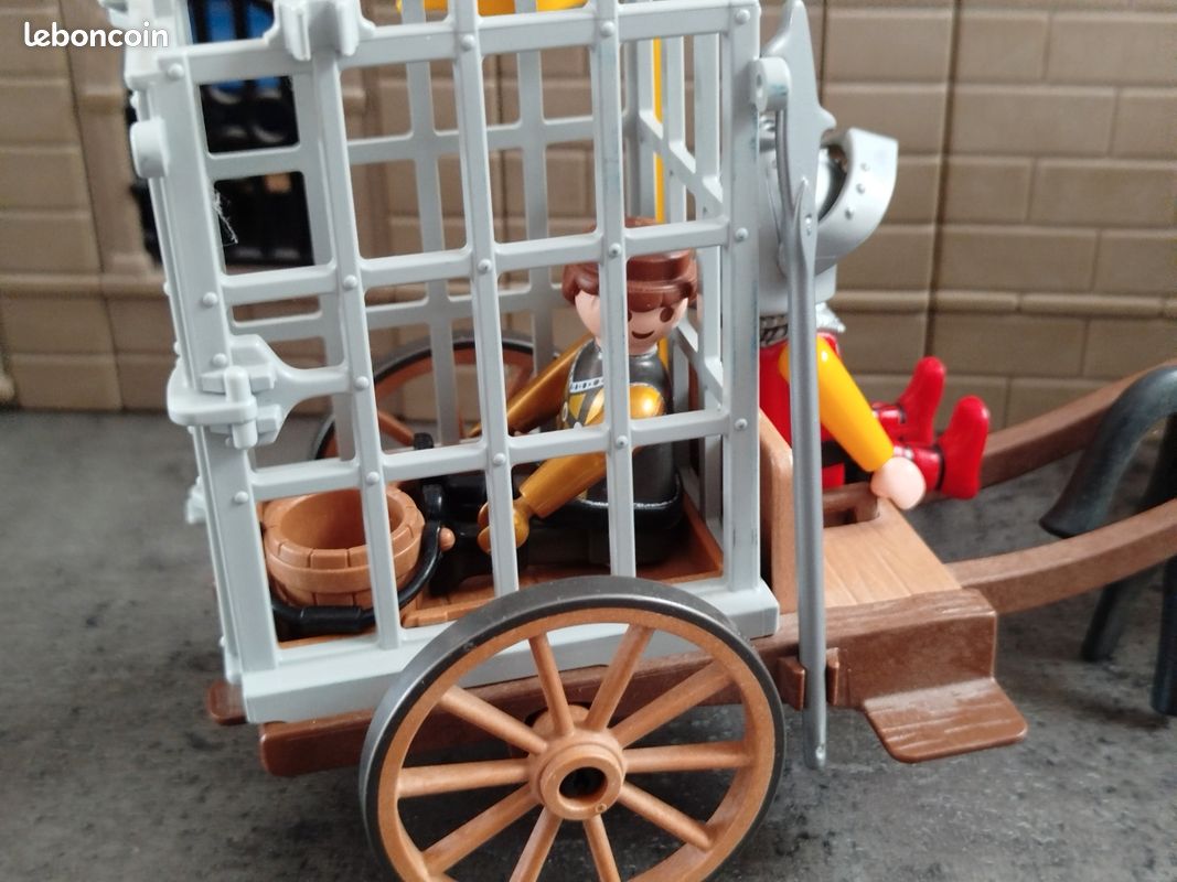 Playmobil lot charrette prison cage château moyen-âge play44