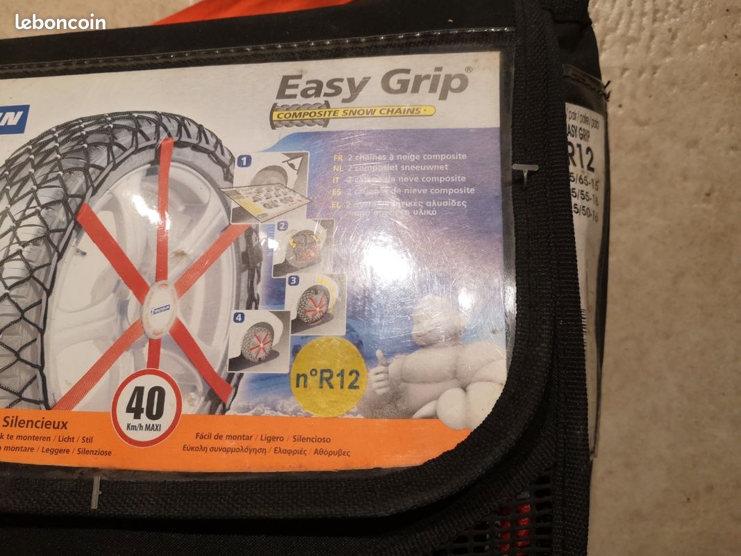 Chaînes à Neige Composite Michelin Easy Grip R12 - Compatible 205/65-15, 215/55-16, 225/50-16 - Neuf