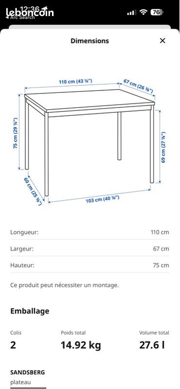 Table IKEA Noir (image 5)