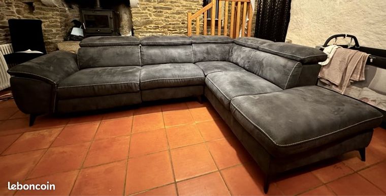 Canapé Angle avec ses 2 relax électrique Destockage Grossiste