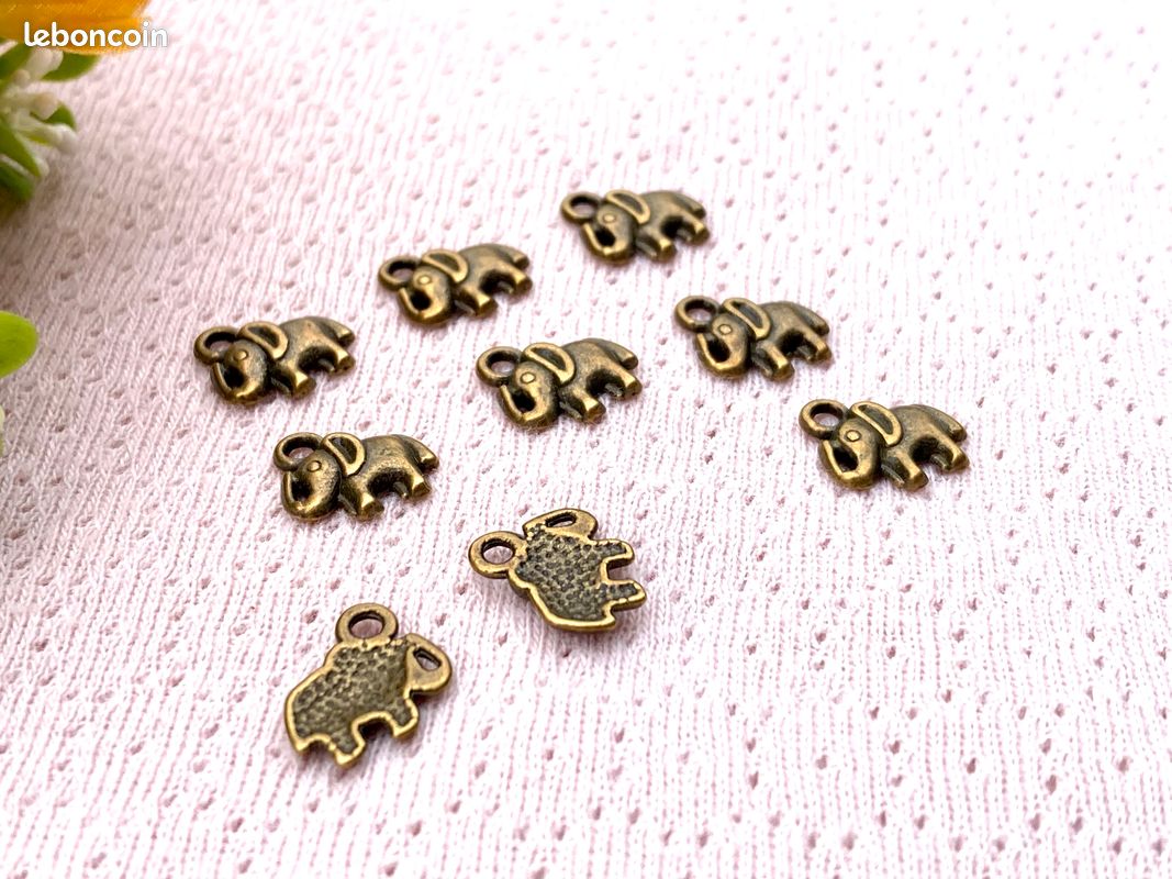 Lot 9 petits pendentifs éléphant métal bronze antique mignon création fabrication bijoux collier bracelet boucles d'oreilles (image 4)